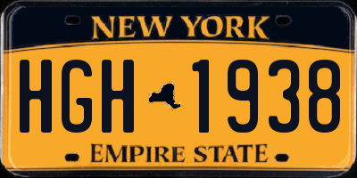 NY license plate HGH1938