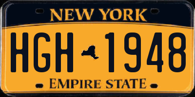 NY license plate HGH1948