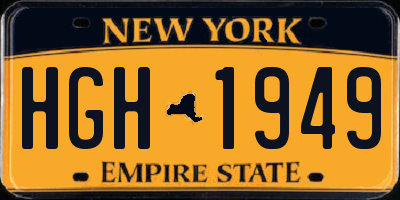 NY license plate HGH1949