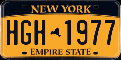 NY license plate HGH1977