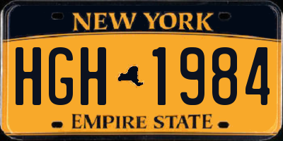 NY license plate HGH1984