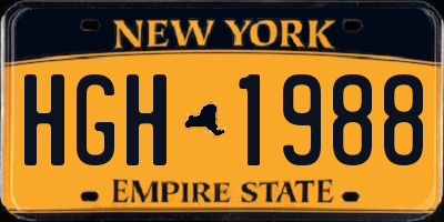 NY license plate HGH1988