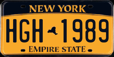 NY license plate HGH1989
