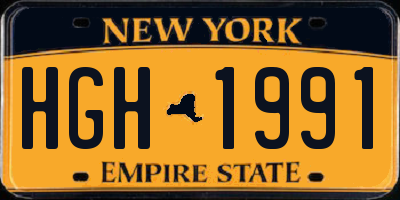 NY license plate HGH1991