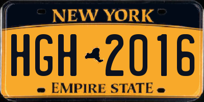 NY license plate HGH2016