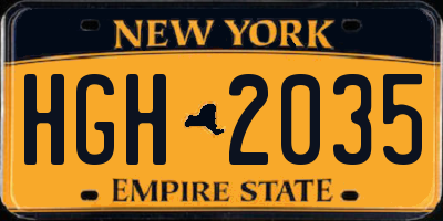 NY license plate HGH2035
