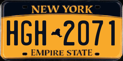 NY license plate HGH2071