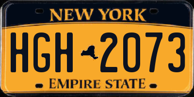 NY license plate HGH2073