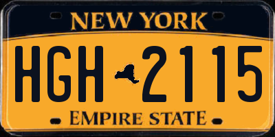 NY license plate HGH2115