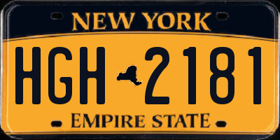 NY license plate HGH2181