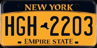 NY license plate HGH2203
