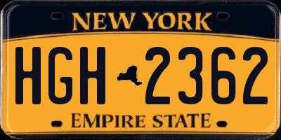 NY license plate HGH2362