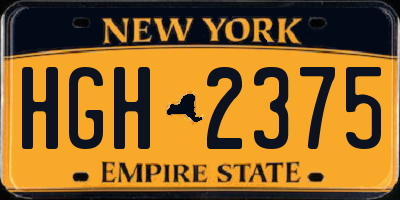 NY license plate HGH2375