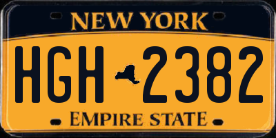 NY license plate HGH2382