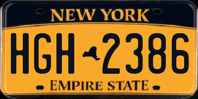 NY license plate HGH2386