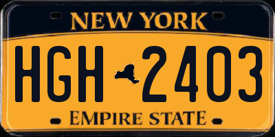 NY license plate HGH2403