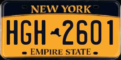 NY license plate HGH2601