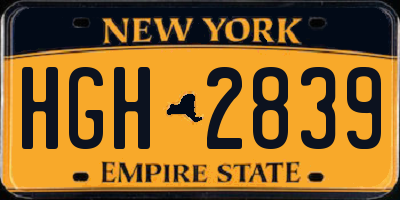 NY license plate HGH2839