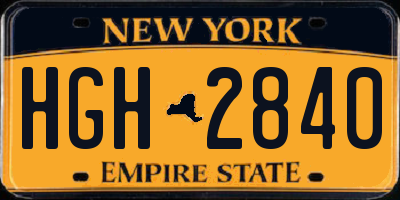 NY license plate HGH2840