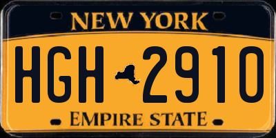 NY license plate HGH2910