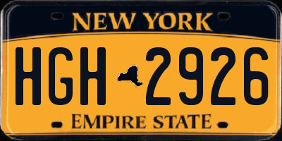 NY license plate HGH2926