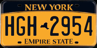 NY license plate HGH2954