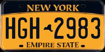 NY license plate HGH2983