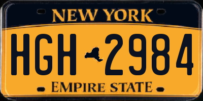NY license plate HGH2984