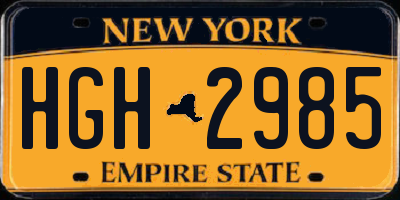 NY license plate HGH2985