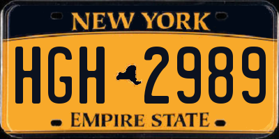 NY license plate HGH2989