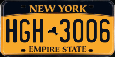 NY license plate HGH3006