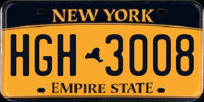 NY license plate HGH3008