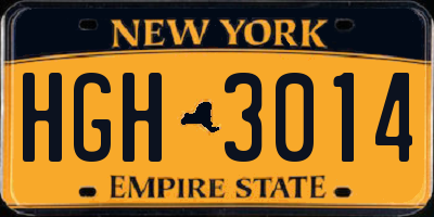 NY license plate HGH3014