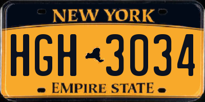 NY license plate HGH3034