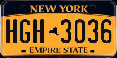 NY license plate HGH3036