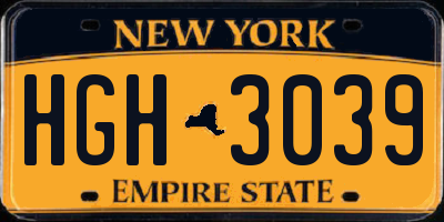 NY license plate HGH3039