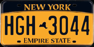 NY license plate HGH3044