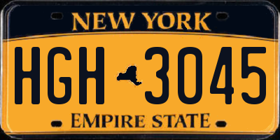 NY license plate HGH3045
