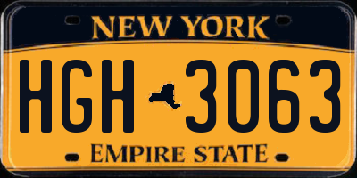 NY license plate HGH3063