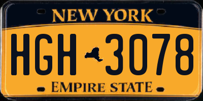 NY license plate HGH3078