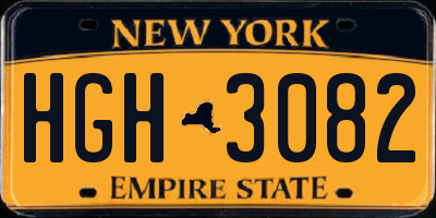 NY license plate HGH3082