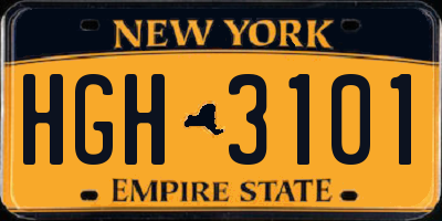 NY license plate HGH3101