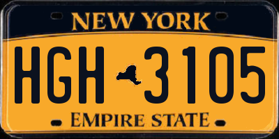 NY license plate HGH3105