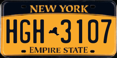 NY license plate HGH3107