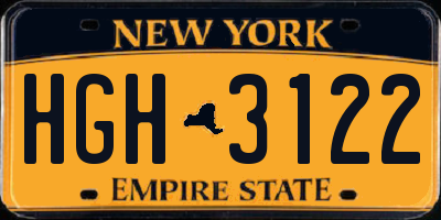 NY license plate HGH3122