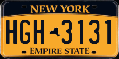 NY license plate HGH3131