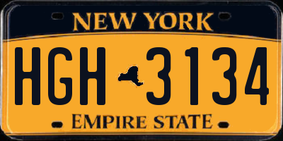 NY license plate HGH3134
