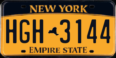 NY license plate HGH3144