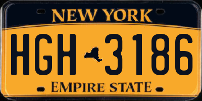 NY license plate HGH3186