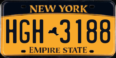 NY license plate HGH3188